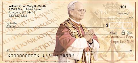 Honor the Spirit of Faith With These Exclusive Personal Checks Featuring Devotional Portraits of Pope Leo XIV