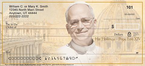 Honor the Spirit of Faith With These Exclusive Personal Checks Featuring Devotional Portraits of Pope Leo XIV