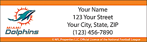 Miami Dolphins NFL Return Address Label
