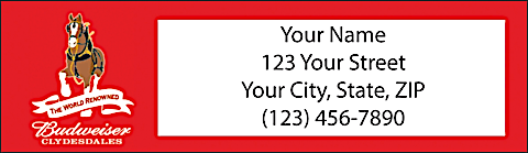 Budweiser Clydesdales Return Address Label