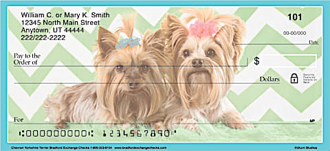 Chevron Yorkshire Terrier Personal Checks
