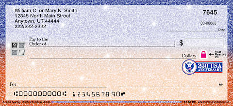 USA 250th Anniversary Sparkles High Security Personal Checks